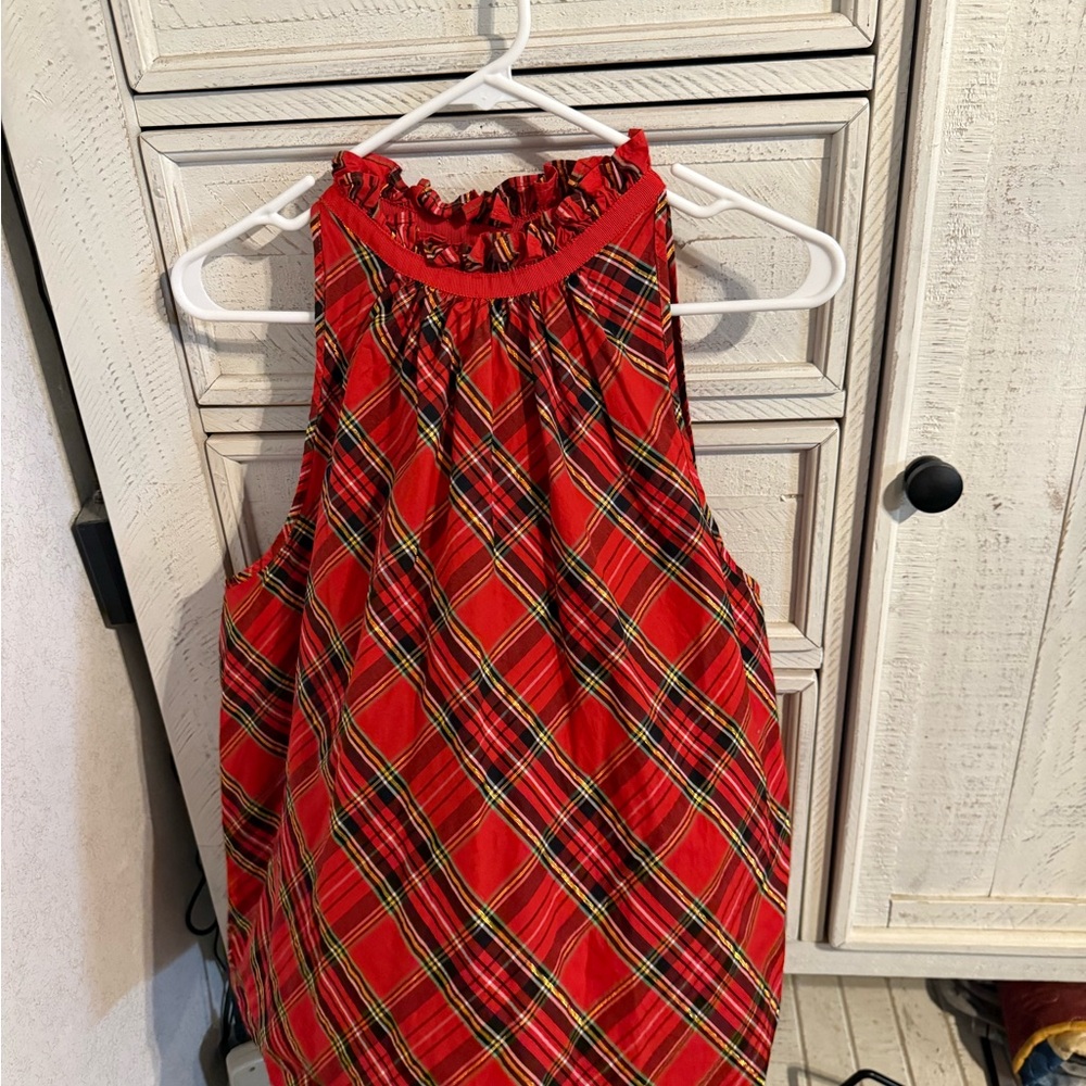 J. Crew Red Plaid Sleeveless Blouse - Picture 4 of 4
